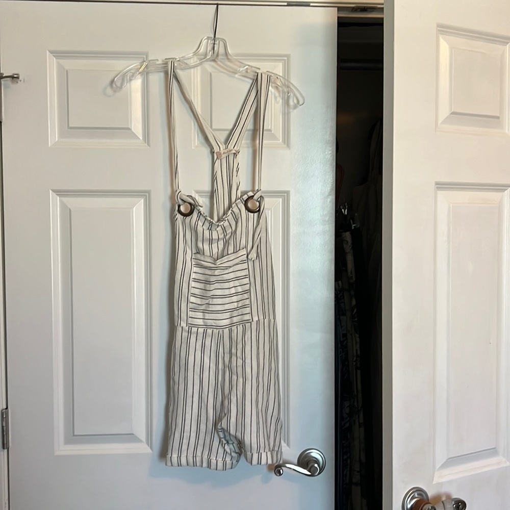 White and black overalls